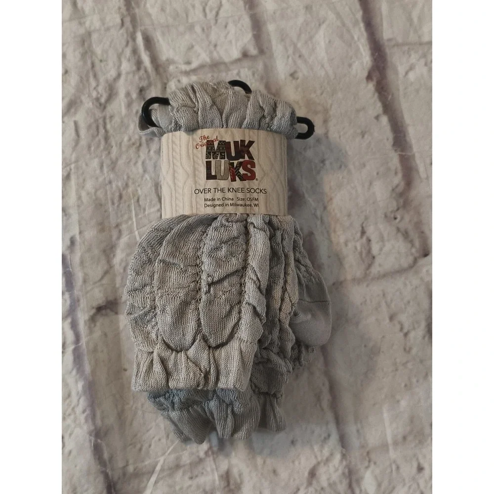 Women's Muk Luks Over the Knee Socks ONE SIZE‎ gray crinkle